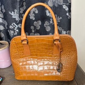 Valentina Crocodile Pattern Brown Satchel